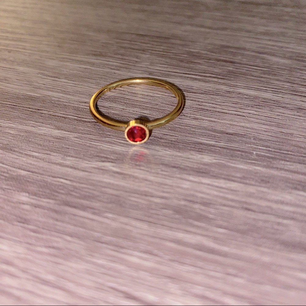 NWOT Gold Plated Swarovski Red Gem Birthstone Ring